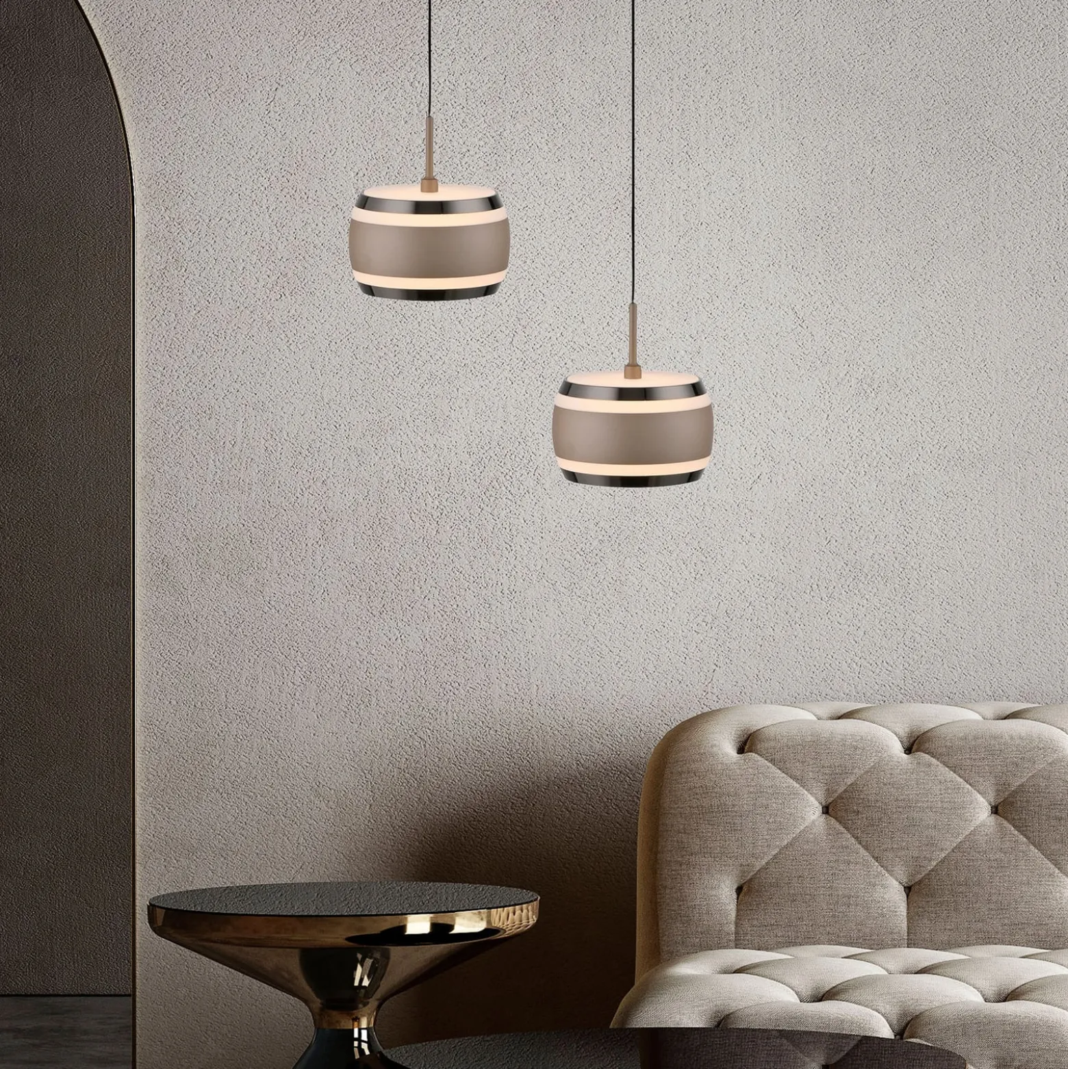 LED-riippuvalaisin PURE Falling Rings, pronssi, halkaisija 13 cm, CCT
