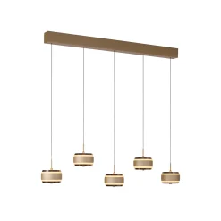 LED-riippuvalaisin PURE Falling Rings, pronssi, pituus 101 cm, 5-lamppuinen