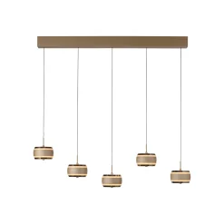 LED-riippuvalaisin PURE Falling Rings, pronssi, pituus 101 cm, 5-lamppuinen