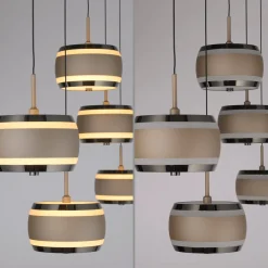 LED-riippuvalaisin PURE Falling Rings, pronssi, pituus 101 cm, 5-lamppuinen