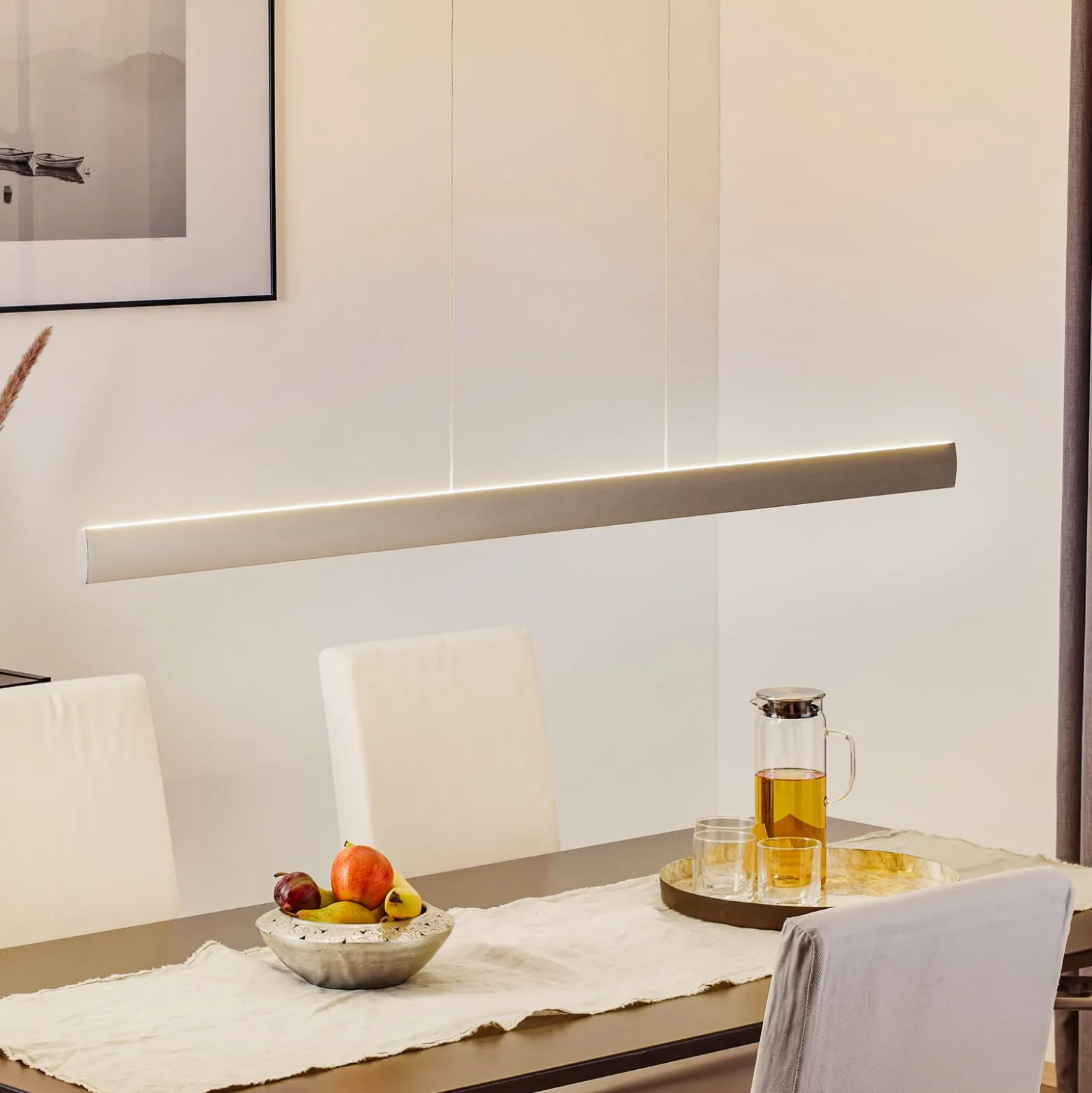 LED-riippuvalaisin Runa, nikkeli, pituus 132 cm