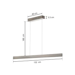 LED-riippuvalaisin Runa, nikkeli, pituus 132 cm