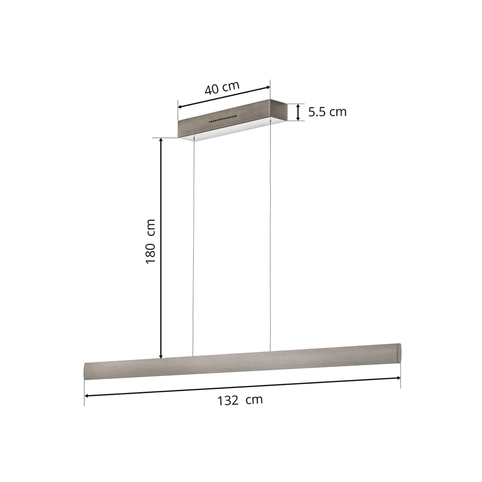 LED-riippuvalaisin Runa, nikkeli, pituus 132 cm