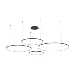 LED-riippuvalaisin Saturno, 4-lamppuinen, musta, metalli, 4000 K