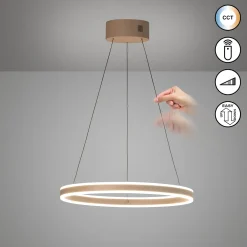 LED-riippuvalaisin Silvio, Ø 60 cm, greige, metalli, CCT