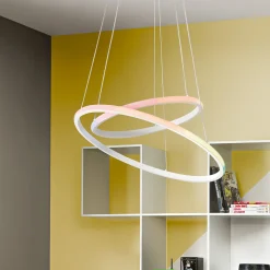 LED-riippuvalo Axis, Ø 60/40 cm, valkoinen, metalli, CCT, RGB