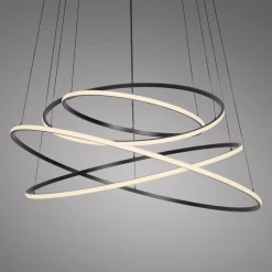 LED-riippuvalo PURE E-Flying Rings, mystic grey, Ø110cm, CCT