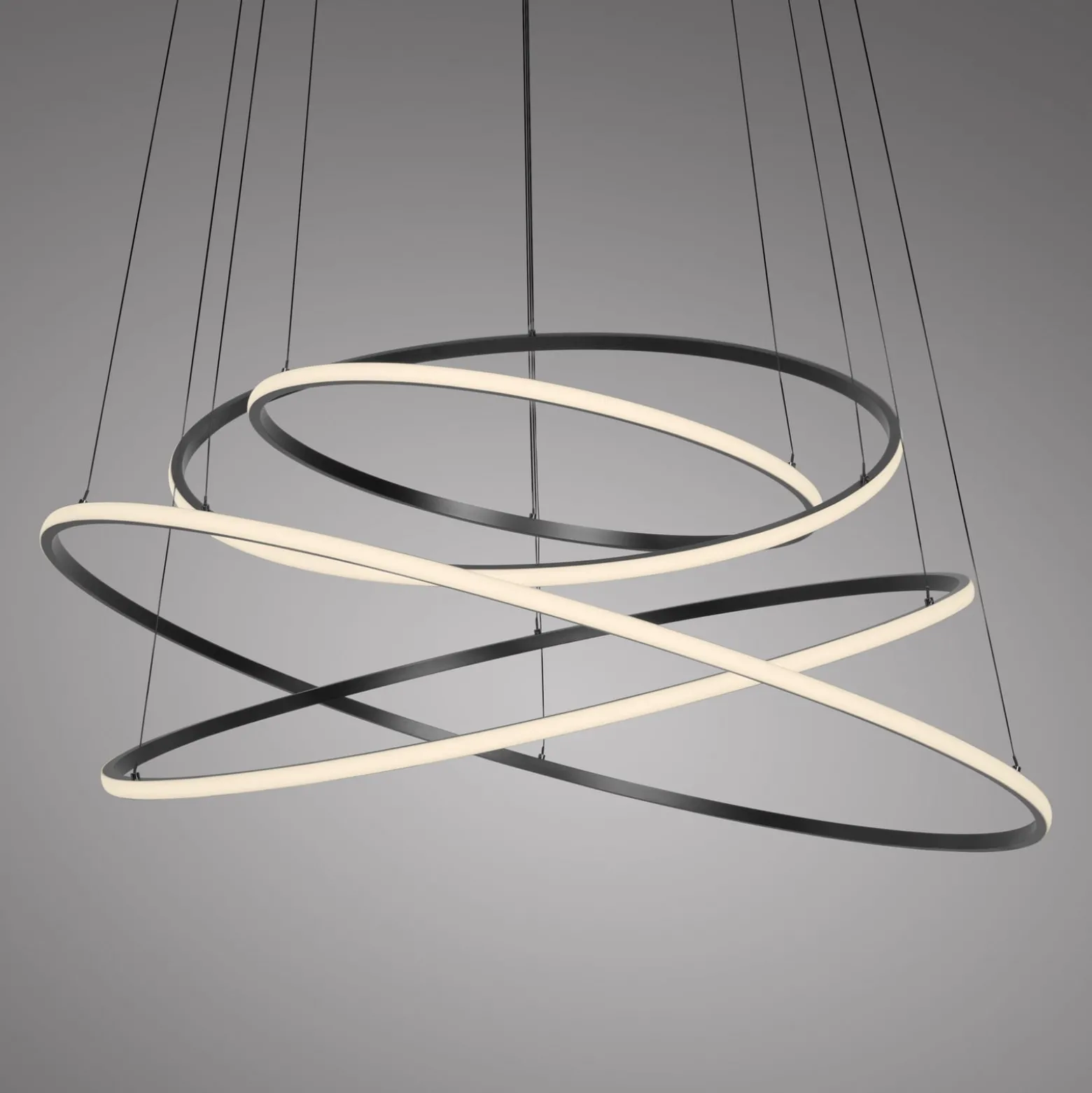 LED-riippuvalo PURE E-Flying Rings, mystic grey, Ø110cm, CCT