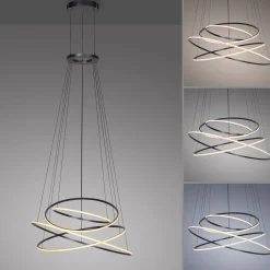 LED-riippuvalo PURE E-Flying Rings, mystic grey, Ø110cm, CCT