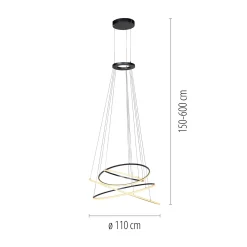 LED-riippuvalo PURE E-Flying Rings, mystic grey, Ø110cm, CCT