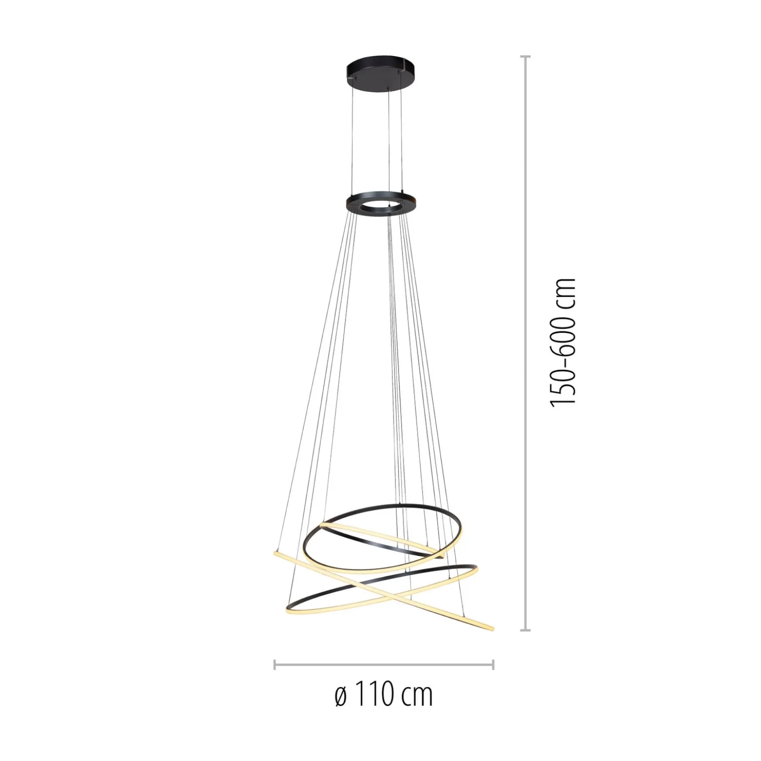 LED-riippuvalo PURE E-Flying Rings, mystic grey, Ø110cm, CCT