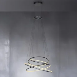 LED-riippuvalo PURE E-Flying Rings, mystic grey, Ø110cm, CCT