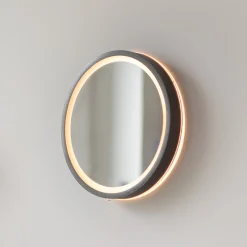 LED-seinäpeili VIDRO, harmaa, Ø 26 cm, powerbank, kytkin