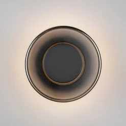 LED-seinävalaisin Celeste, musta/kromi, Ø 22 cm lasi himmennettävä