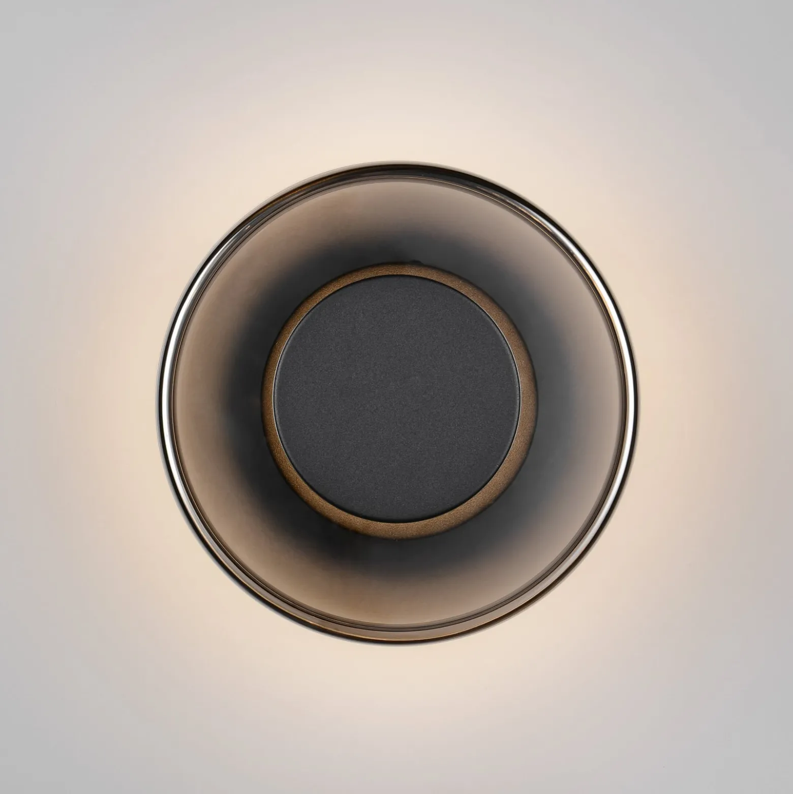 LED-seinävalaisin Celeste, musta/kromi, Ø 22 cm lasi himmennettävä