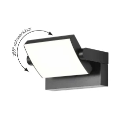 LED-seinävalaisin CMD 9080, antrasiitti, leveys 21 cm, IP54