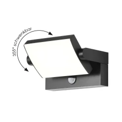 LED-seinävalaisin CMD 9081, anturi, antrasiitti, 21 cm, CCT, IP54