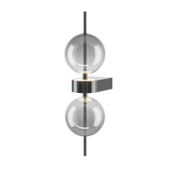 LED-seinävalaisin DOUBLE MOON, savuharmaa, korkeus 43 cm, lasi