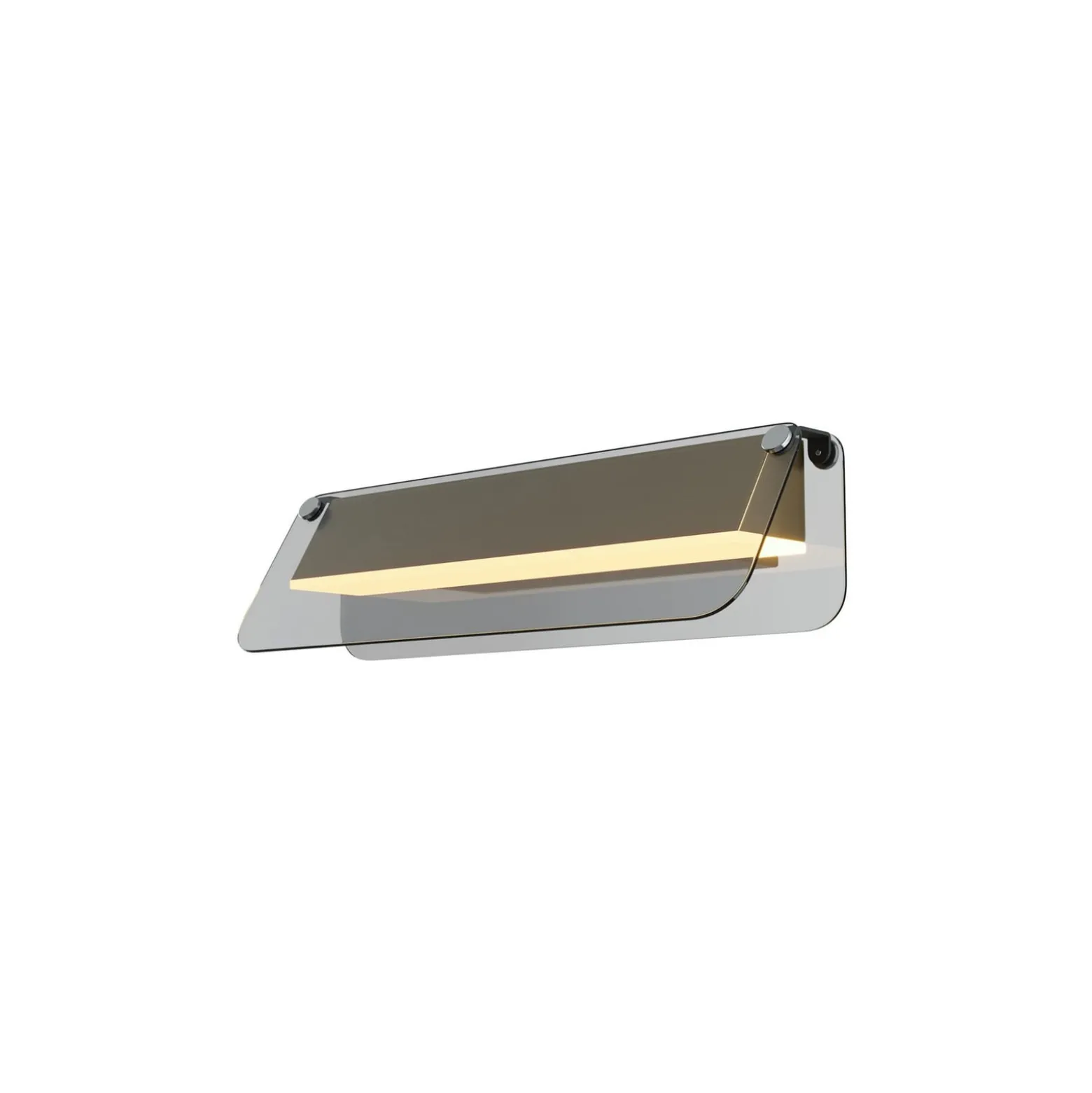 LED-seinävalaisin FLAT, harmaa/messinki, leveys 30 cm, lasi/metalli