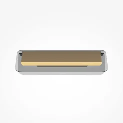 LED-seinävalaisin FLAT, harmaa/messinki, leveys 30 cm, lasi/metalli