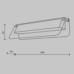 LED-seinävalaisin FLAT, harmaa/messinki, leveys 30 cm, lasi/metalli