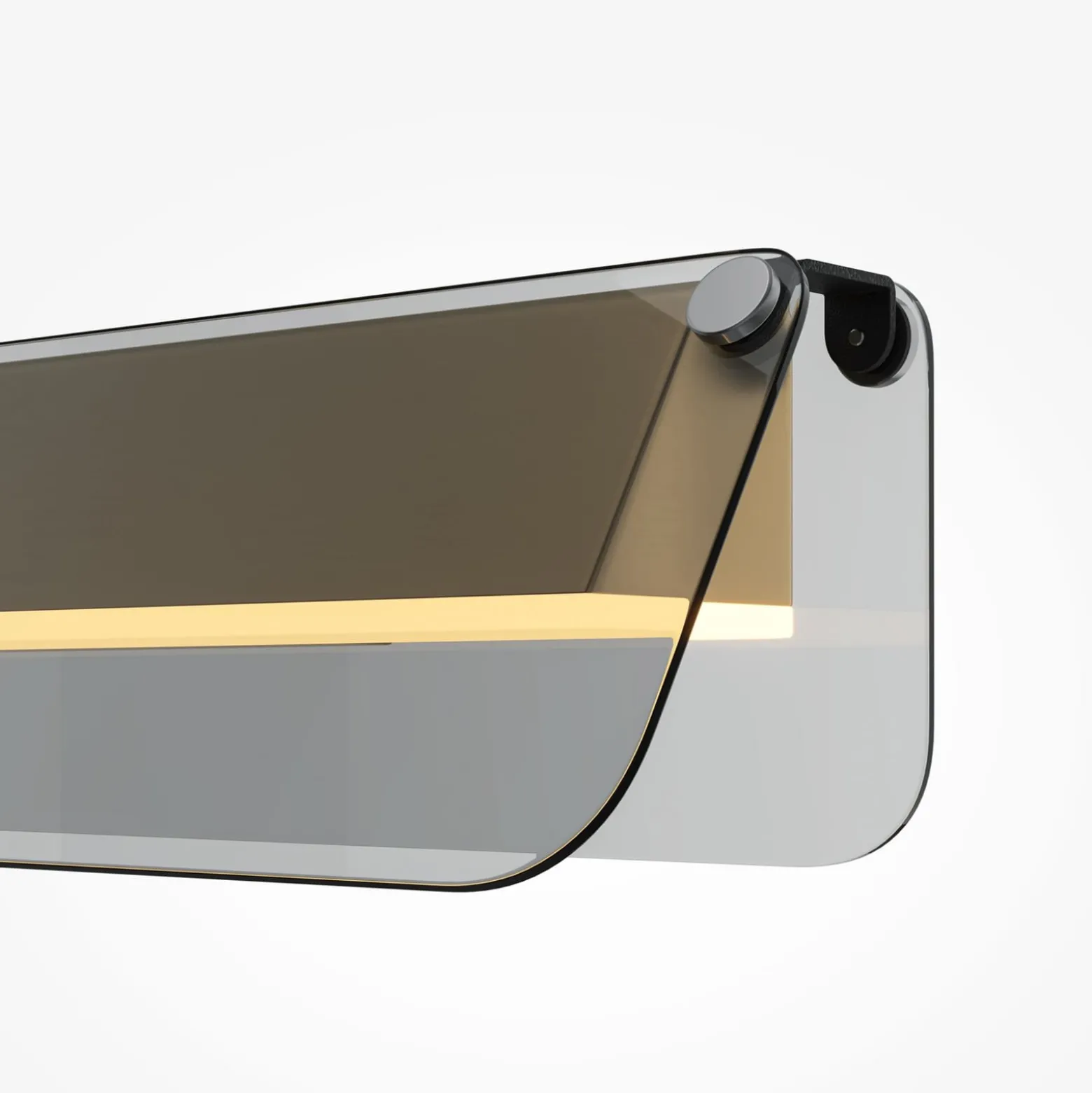 LED-seinävalaisin FLAT, harmaa/messinki, leveys 43 cm, lasi/metalli