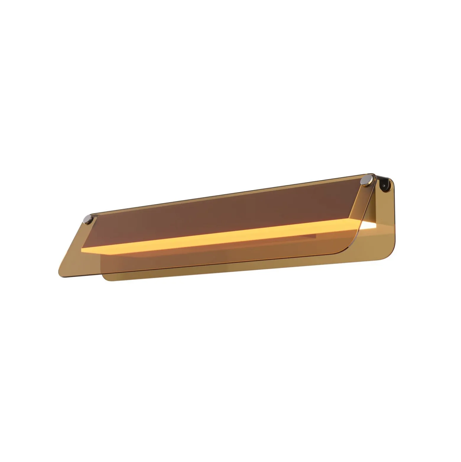 LED-seinävalaisin FLAT, keltainen/messinki, leveys 43 cm, lasi/metalli