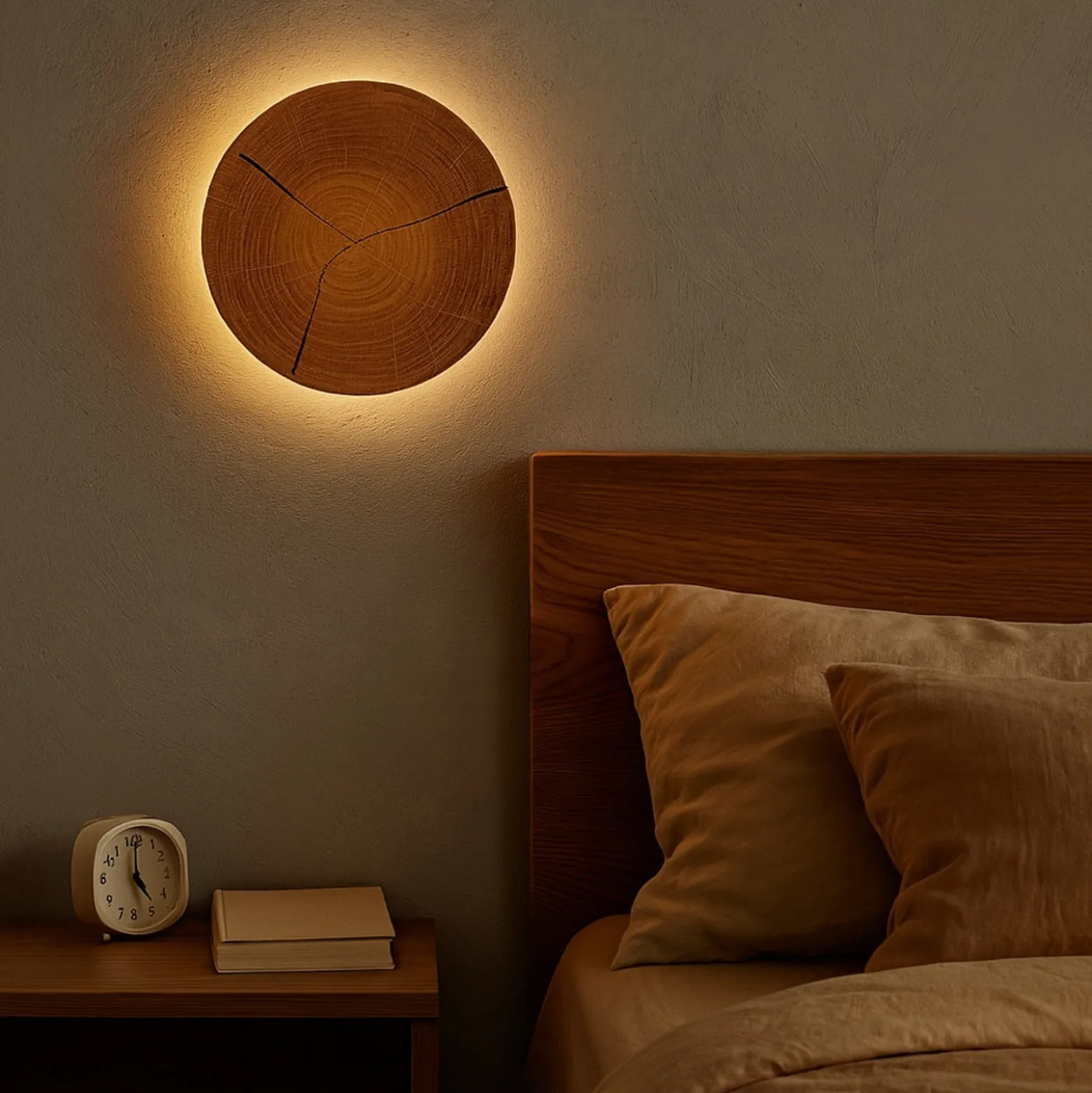 LED-seinävalaisin Havana S, puu/metalli, halkaisija 19 cm