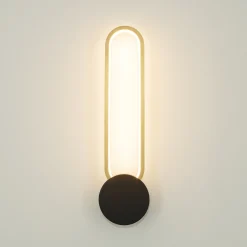 LED-seinävalaisin 23102, kulta/musta, leveys 10 cm, metalli, himmennettävä