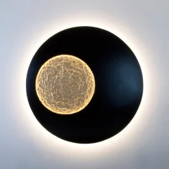 LED-seinävalaisin LUNA MEGA XXL, musta/kultainen, halkaisija 120 cm,