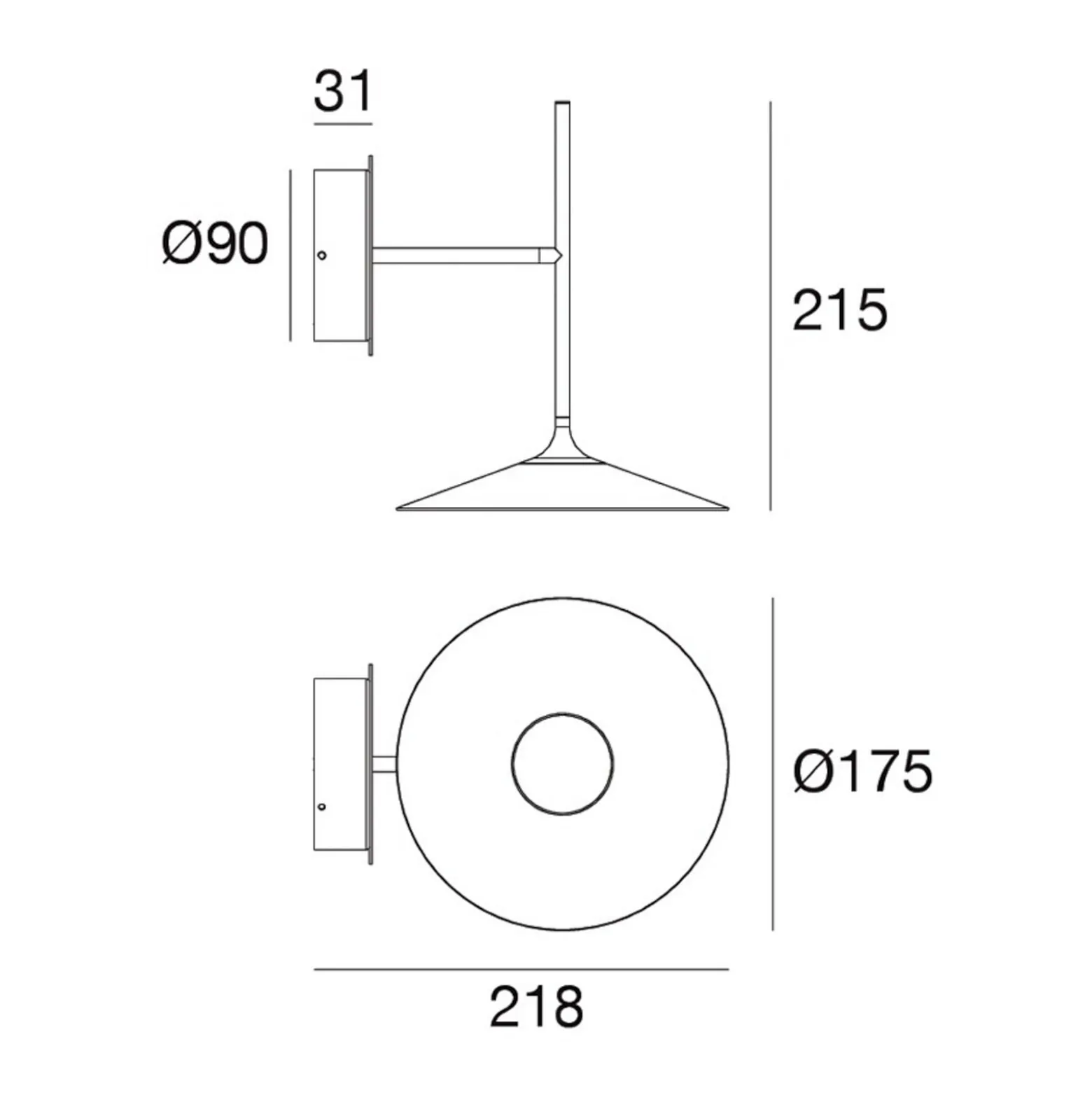 LED-seinävalaisin Poe Plus, musta