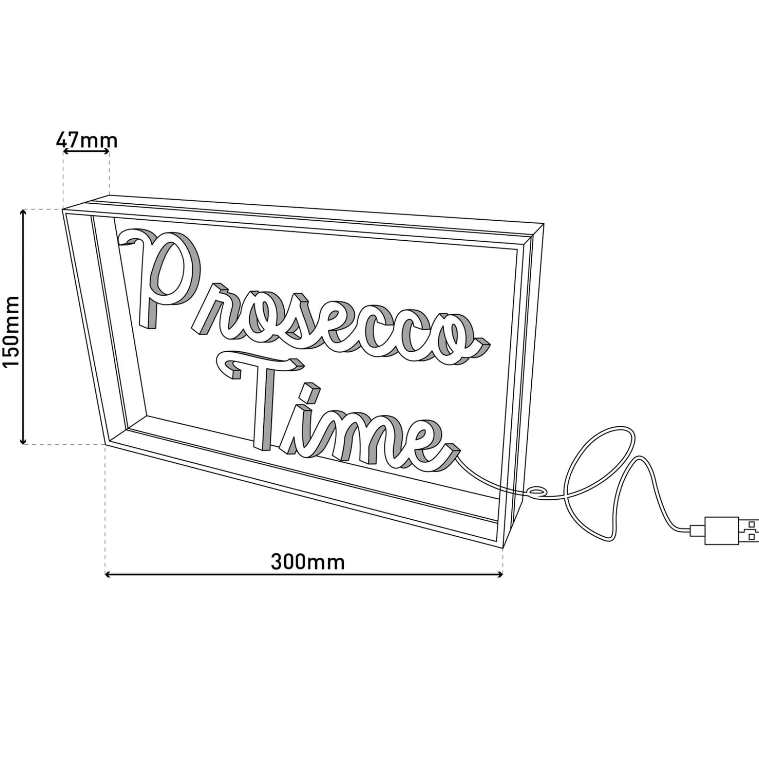 LED-seinävalaisin Prosecco Time kirkas 30x15 cm muovi USB RGB