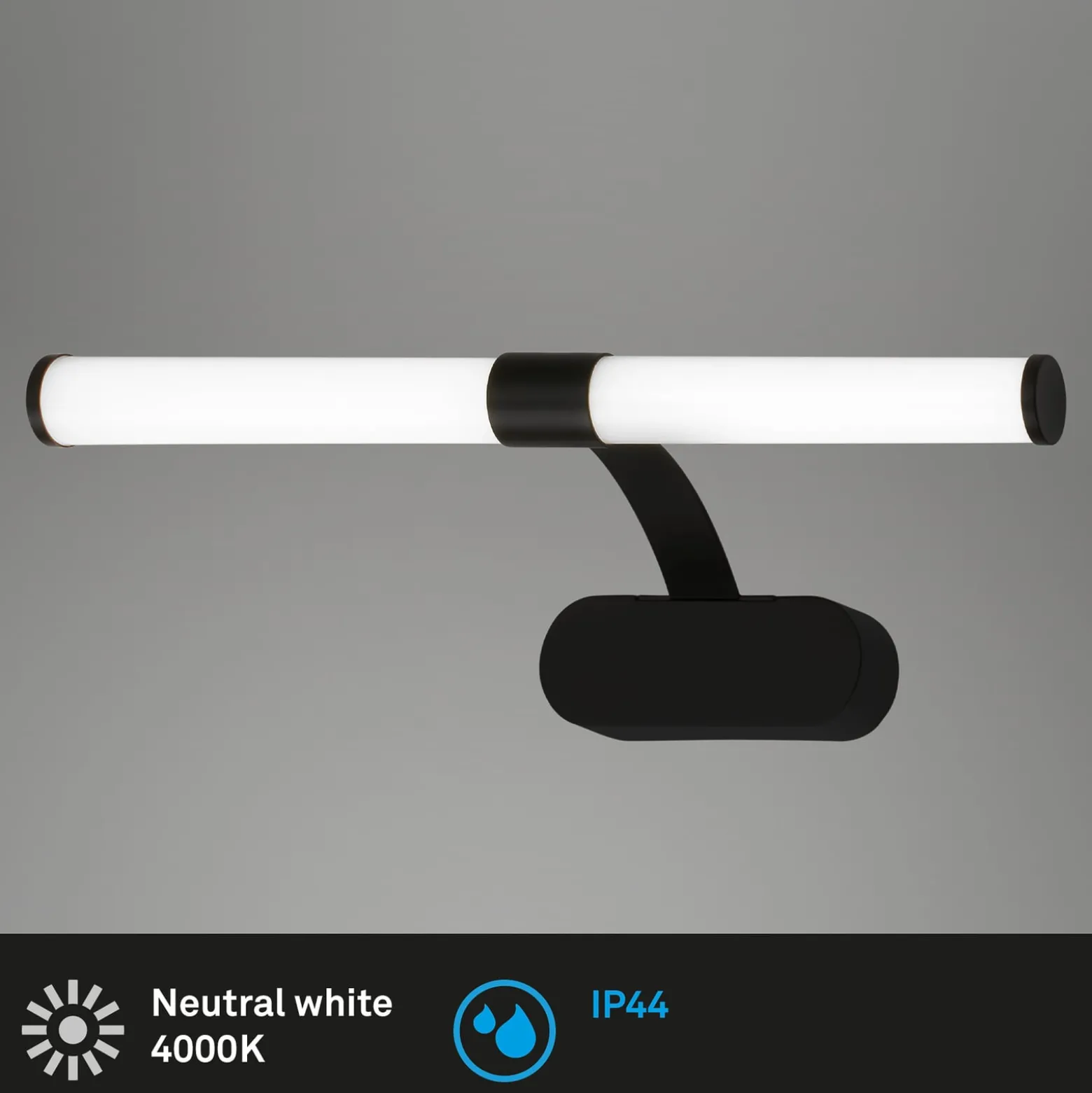 LED-seinävalaisin Runt IP44, varsi, 4 000 K, musta