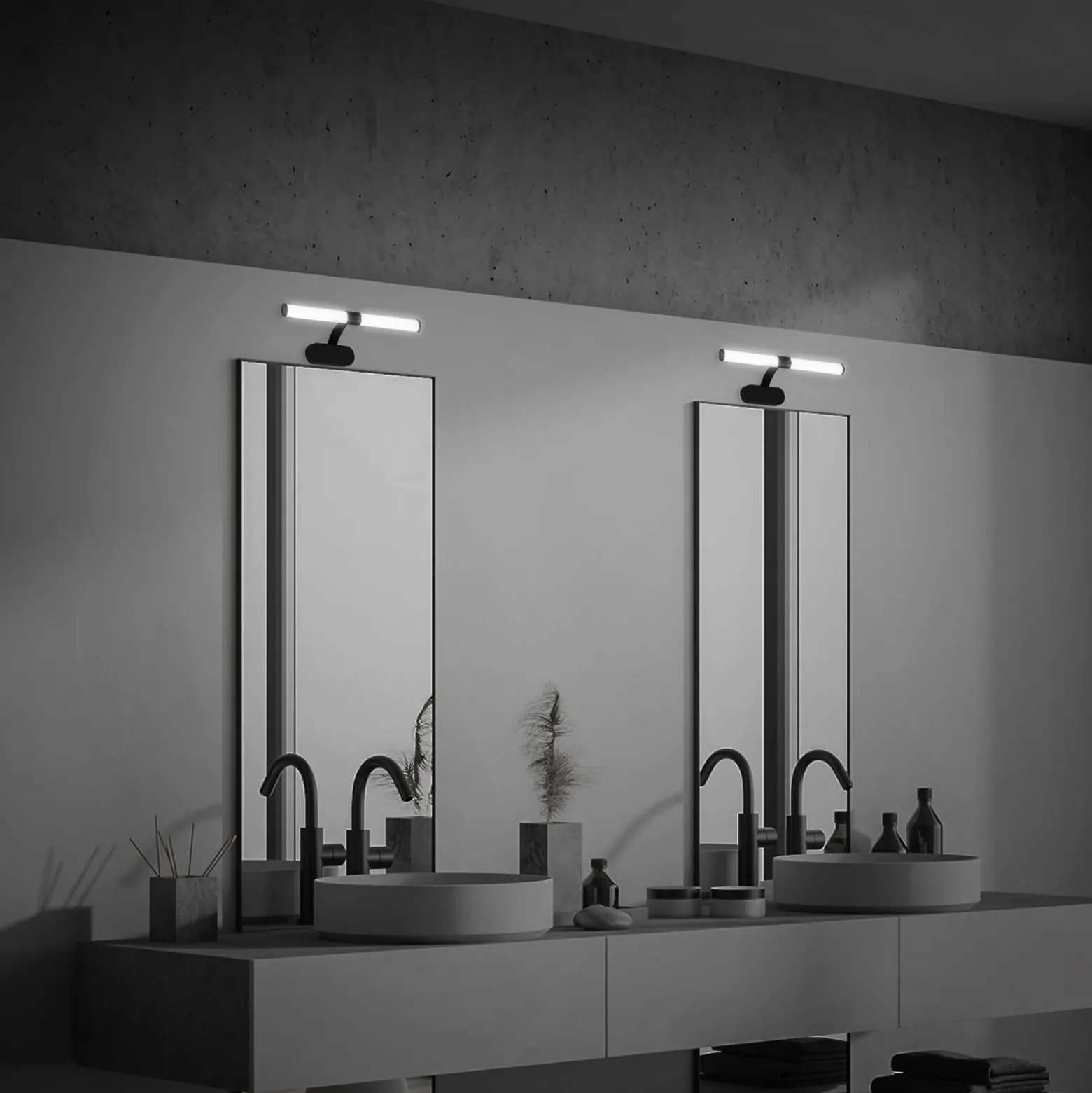 LED-seinävalaisin Runt IP44, varsi, 4 000 K, musta