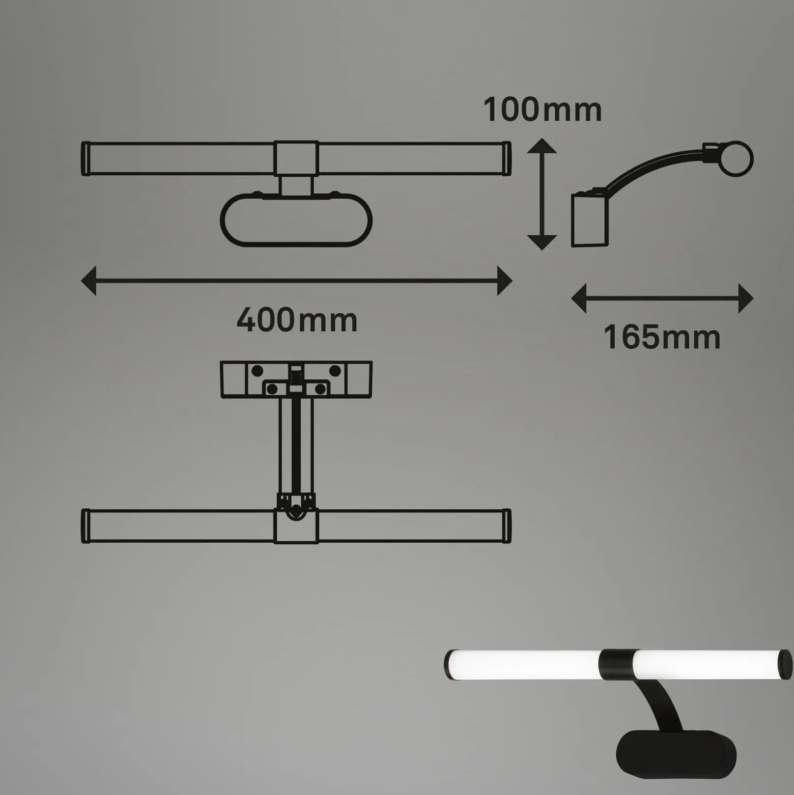 LED-seinävalaisin Runt IP44, varsi, 4 000 K, musta