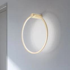 LED-seinävalaisin Saturno, kulta, Ø 50 cm, metalli, 4 000 K