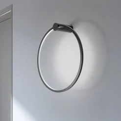 LED-seinävalaisin Saturno, musta, Ø 50 cm, metalli, 4 000 K