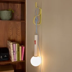 LED-seinävalaisin Talk, vaaleanharmaa/sininen, pituus 30 cm, rauta/lasi