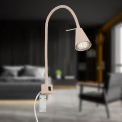LED-seinävalaisin Tuso, beige, sängyn kiinnitys, metalli, taipuisa varsi