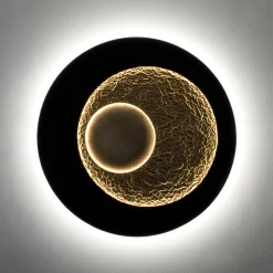 LED-seinävalaisin URANO GIGANTE XL, musta/kultainen, halkaisija 100 cm,