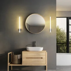 LED-seinävalaisin VINA UP M, kromivärinen, korkeus 60 cm, IP44 CCT