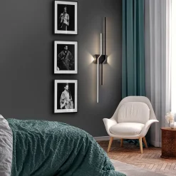 LED-seinävalaisin Zig Zag, korkeus 100 cm, musta, metalli, 4-lamppuinen.
