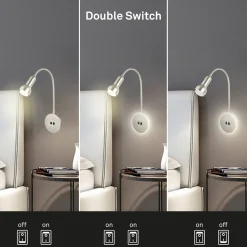 LED-seinävalo 2178012 Double-Switch, mattanikkeli