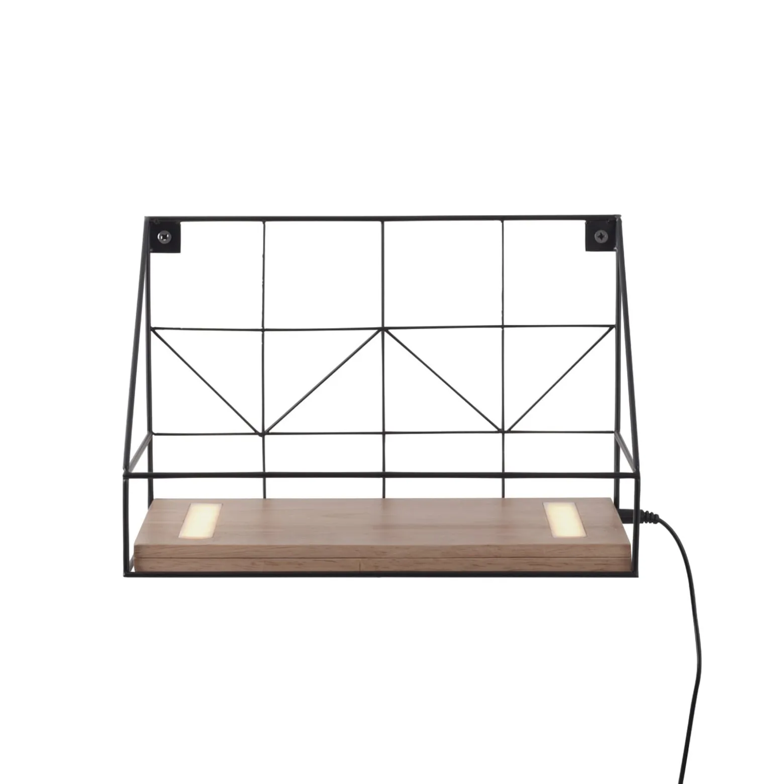 LED-seinävalotaulu puuhyllyllä, 30x15cm