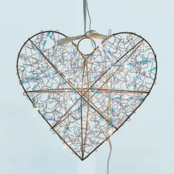 LED-sisustustuote Lily Heart, kultainen, 30 x 30 cm, paristo