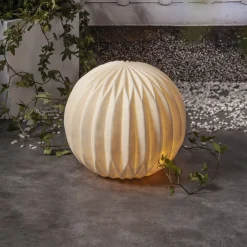 LED terassivalo Sandy, Ø 30 cm valkoinen muovi paristo paristo