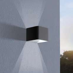 LED-ulkoseinälamppu Doninni 1, musta, leveys 13 cm, 2-lamppuinen.