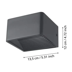 LED-ulkoseinälamppu Doninni 1, musta, leveys 13 cm, 2-lamppuinen.