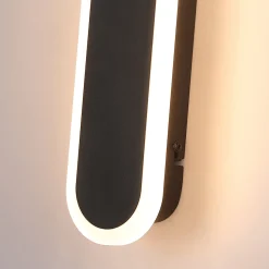 LED-ulkoseinävalaisin Bordo Oval, korkeus 30 cm, musta alumiini