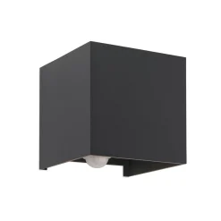 LED-ulkoseinävalaisin Cube-S, antrasiitti, metalli, anturi